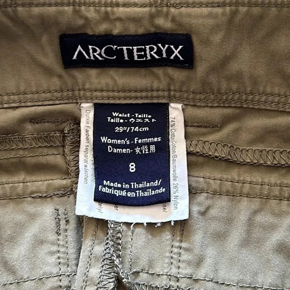 Arcteryx sz 8 Witness Climbing Hiking Olive Capri Pant great pre owned condition - Picture 4 of 4